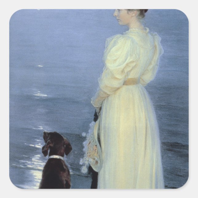 Summer Evening at Skagen Square Sticker (Front)