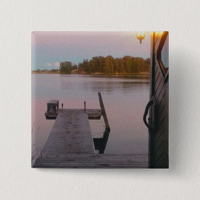 Summer evening in the swedish archipelago 2 inch square button (Front)