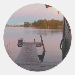Summer evening in the swedish archipelago classic round sticker