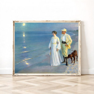 Summer evening on the beach at Skagen, P.S. Kroyer Poster