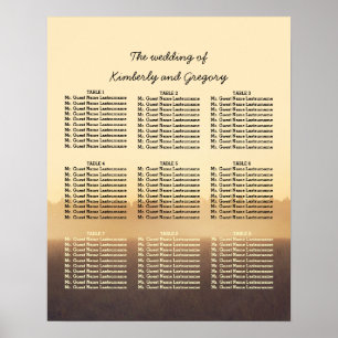 Summer Evening Rustic Woodland Wedding Seating Poster