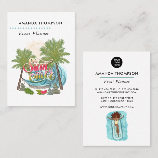 Summer Event Planner Business Card (Front/Back)