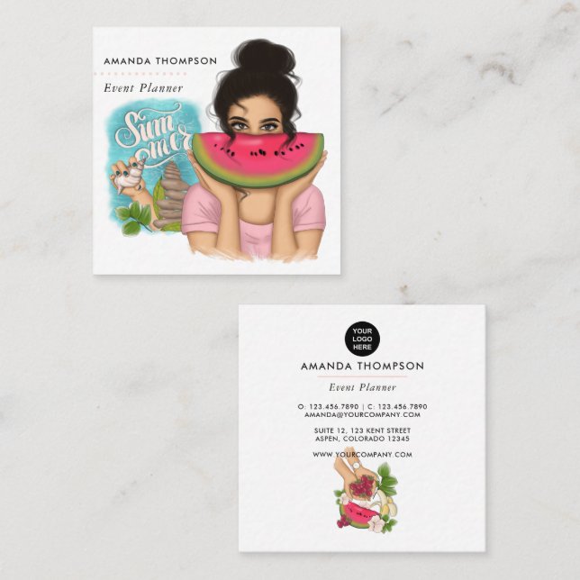 Summer Event Planner Square Business Card (Front/Back)