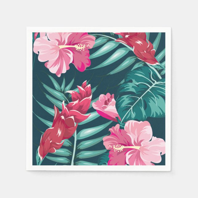 Summer Exotic Flowers design Napkin (Front)