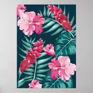 Summer Exotic Flowers Pink Poster