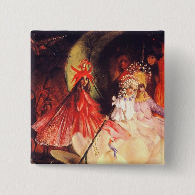 Summer Fairies 2 Inch Square Button (Front)