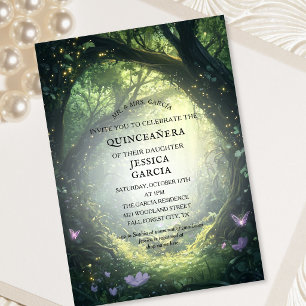 Summer Fairy Tale Enchanted Forest  Quinceañera  Invitation