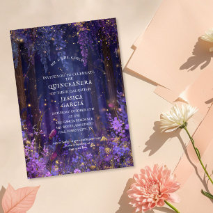 Summer Fairy Tale Enchanted Forest  Quinceañera  Invitation