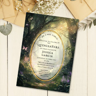 Summer Fairy Tale Enchanted Forest  Quinceañera  Invitation