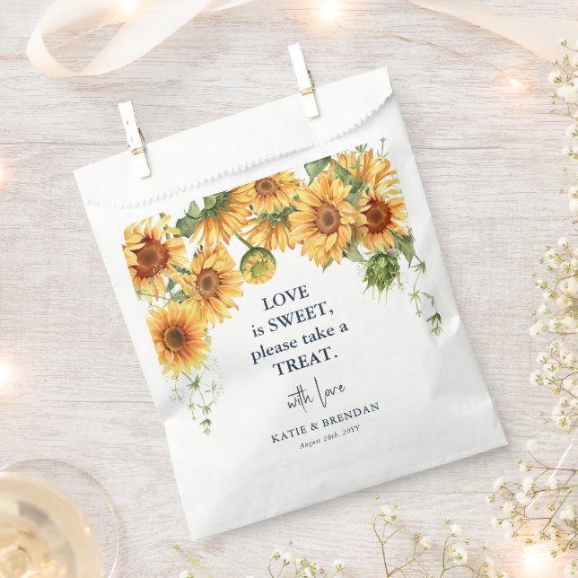 Summer Fall Sunflower Floral Wedding Favour Bag (Clipped)