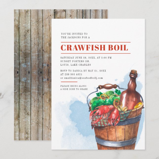Summer Family Crawfish Boil Seafood Party Invitation (Front/Back)