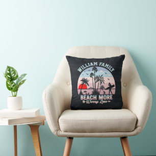Summer Family Reunion Custom Beach More Worry Less Throw Pillow