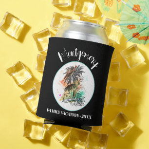 Summer Family Vacation Black Can Cooler