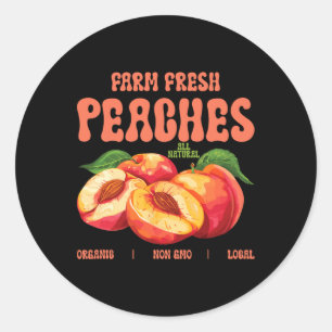 Summer Farm Fresh Peaches Organic Non Gmo Local Fu Classic Round Sticker