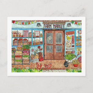 Summer Farmer's Market Watercolor Postcard