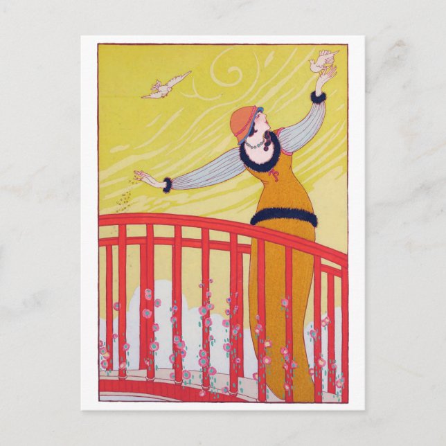 Summer Fashion Drawing Yellow Charles Martin Art  Postcard (Front)