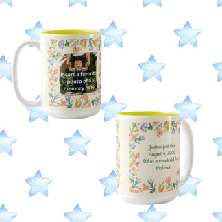 Summer Favourite Memories Customizable Photo Text Two-Tone Coffee Mug