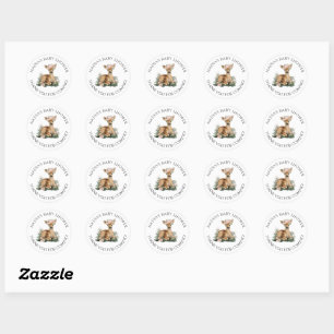 Summer Fawn Watercolor Baby Shower Classic Round Sticker