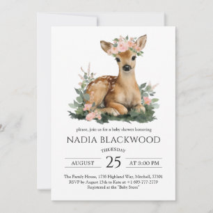 Summer Fawn Watercolor Baby Shower Invitation