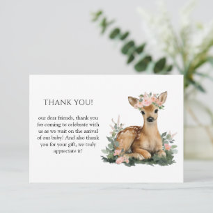Summer Fawn Watercolor Baby Shower Thank You Card