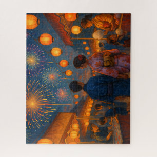 Summer Festival Night with Fireworks Jigsaw Puzzle