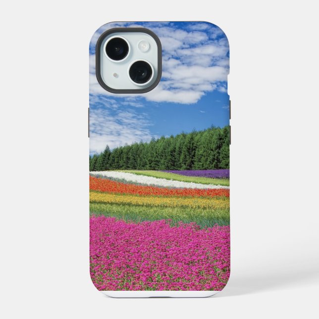 Summer Field Rows of Flowers iPhone 15 Case (Back)