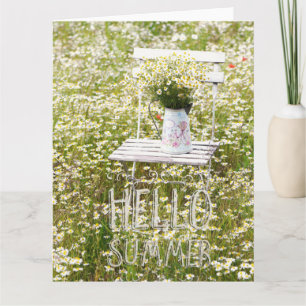 Summer Field Wild Flowers Daisies + Text Card