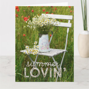 Summer Field Wild Flowers Poppies + Text Card