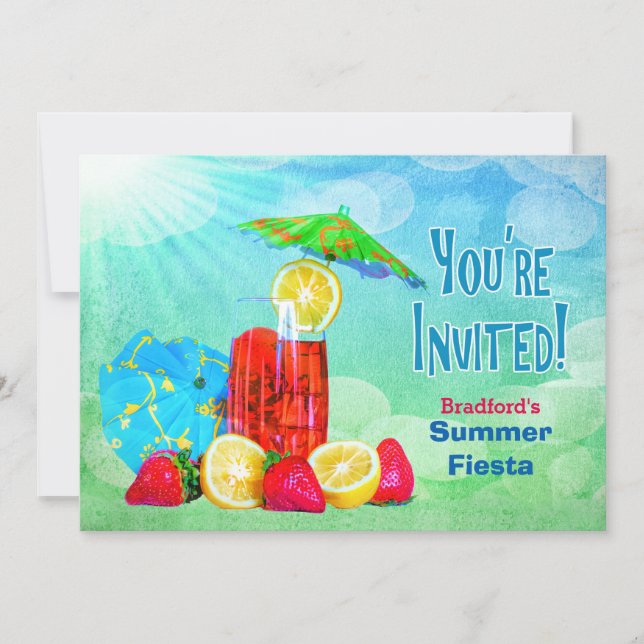 SUMMER FIESTA PARTY INVITATION - TROPICAL BEVERAGE (Front)