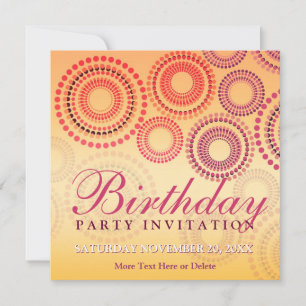 Summer Fireworks Party Birthday Invitation