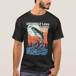 Summer Fishing Retro Sunset Illinois Griswold Lake T-Shirt