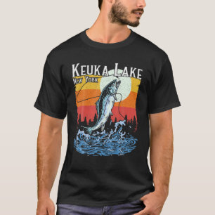 Summer Fishing Retro Sunset Keuka Lake New York T-Shirt