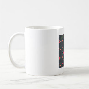 summer flamingo beach party black coffee mug