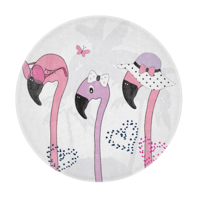Summer Flamingo: Beach Vintage Illustration. Cutting Board (Front)