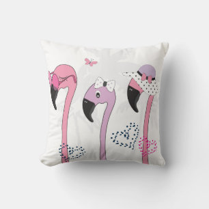 Summer Flamingo: Beach Vintage Illustration. Throw Pillow