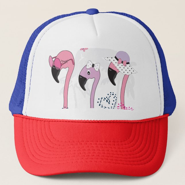 Summer Flamingo: Beach Vintage Illustration. Trucker Hat (Front)