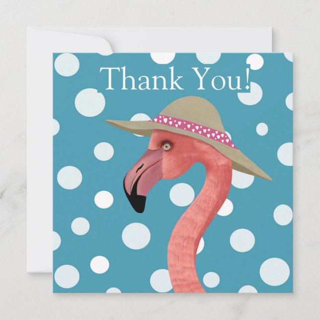 Summer Flamingo | Blue Polka Dots Thank You (Front)