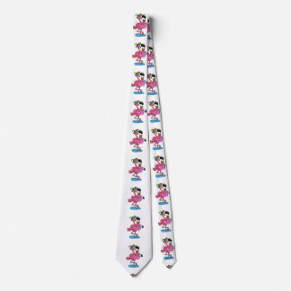 Summer Flamingo cartoon | choose background colour Tie