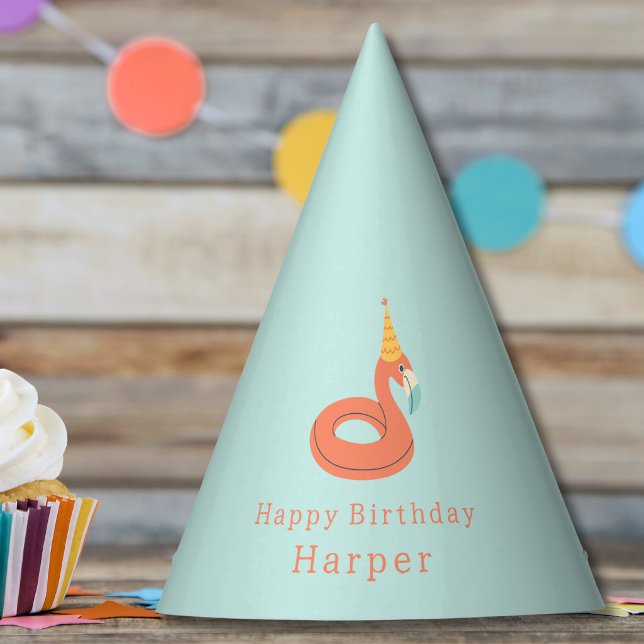 summer flamingo float kids birthday pool party hat (flamingo happy birthday pool party modern birthday party hat)