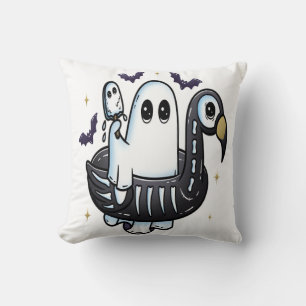 Summer Flamingo Floatie Throw Pillow