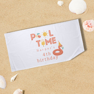 summer flamingo popsicle kids birthday pool party beach towel