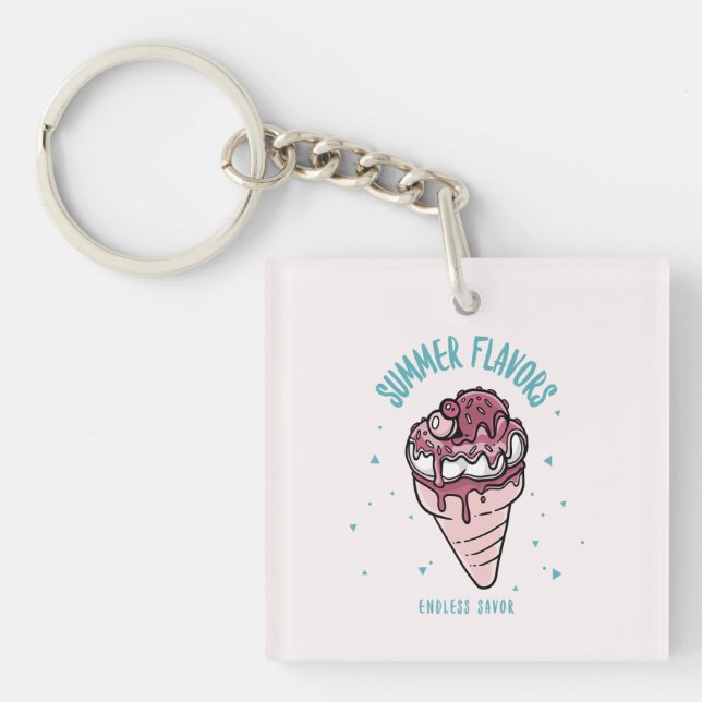 Summer Flavours Dripping Ice Cream Keychain (Front)