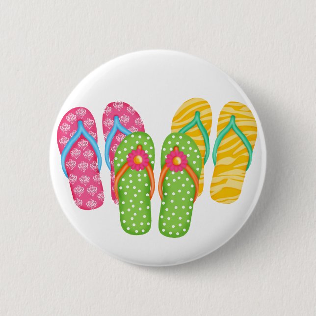 Summer Flip Flops 2 Inch Round Button (Front)