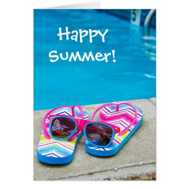 summer flip-flops by pool (Front)