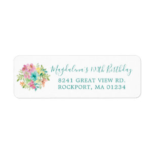 Summer Floral 100th Birthday Return Adresse