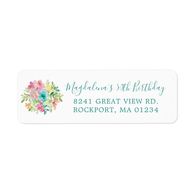 Summer Floral 50th Birthday Return Address (Front)