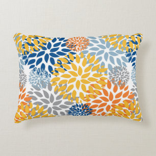 Summer Floral Abstract Bright Colors Pattern Accent Pillow