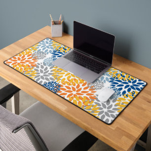 Summer Floral Abstract Bright Colors Pattern Desk Mat