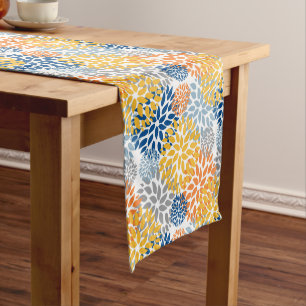 Summer Floral Abstract Bright Colors Pattern Short Table Runner