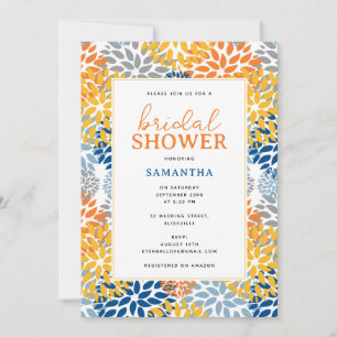 Summer Floral Abstract Bright Colours Bridal Showe Invitation